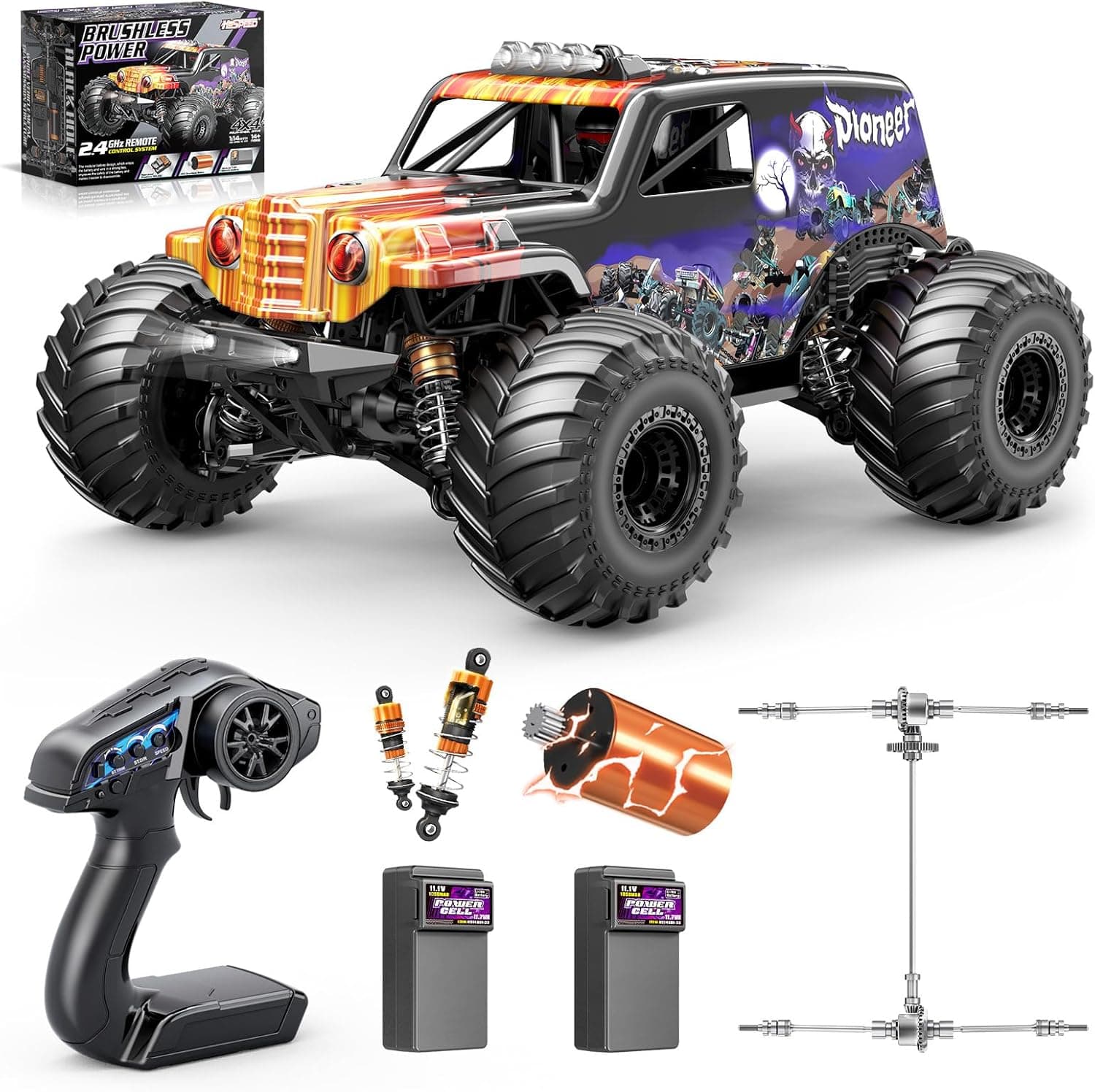 Coche Teledirigido Brushless 1:14 Adulto, RC Car 4WD Off-Road 70 km/h