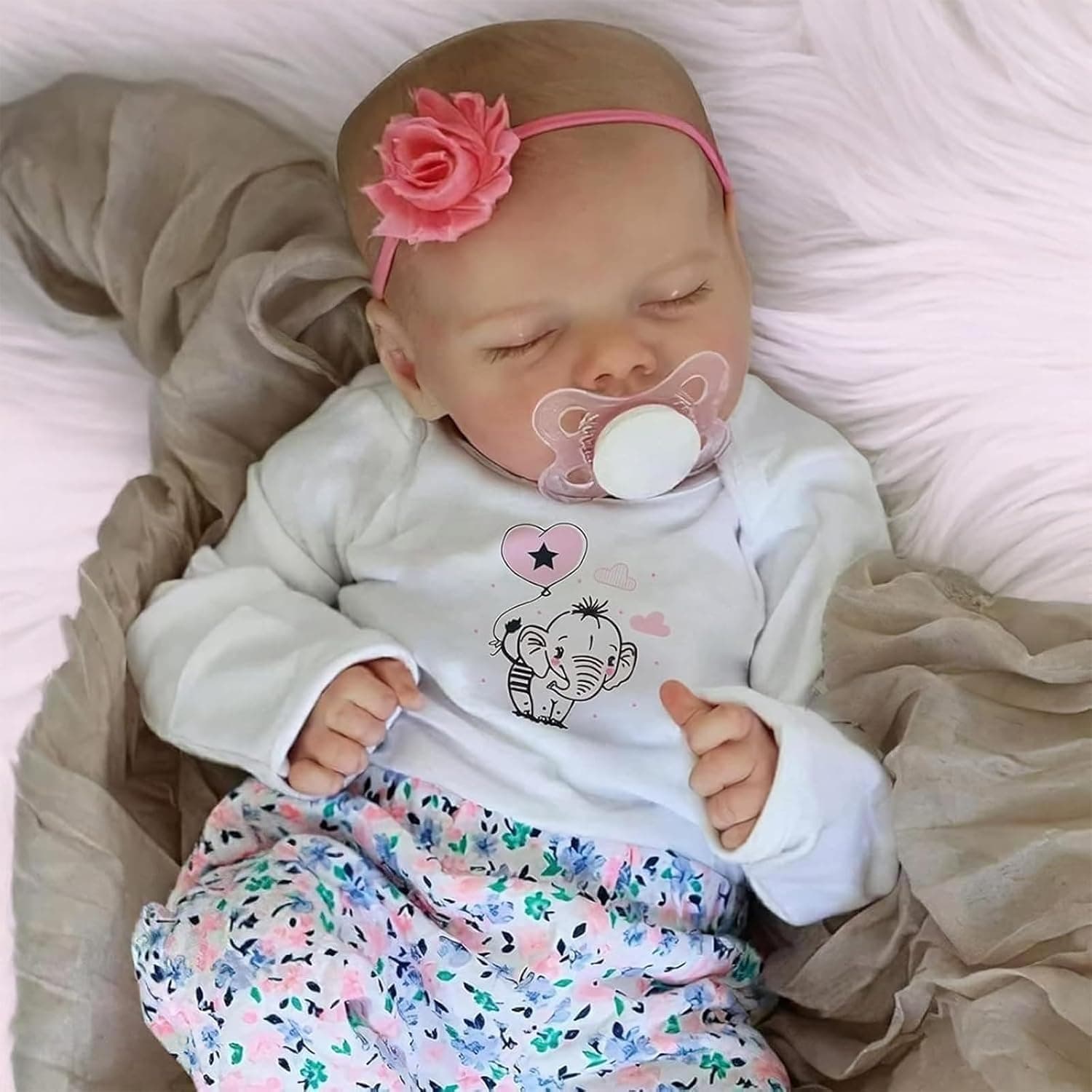 BABESIDE Muñeca Bebé Reborn de 17” – Bebe Reborn Realista Hecha a Mano con Cuerpo de Tela Suave y Extremidades de Vinilo – Muñeca Dormida para Niñas con Ropa y Accesorios de Recién Nacido