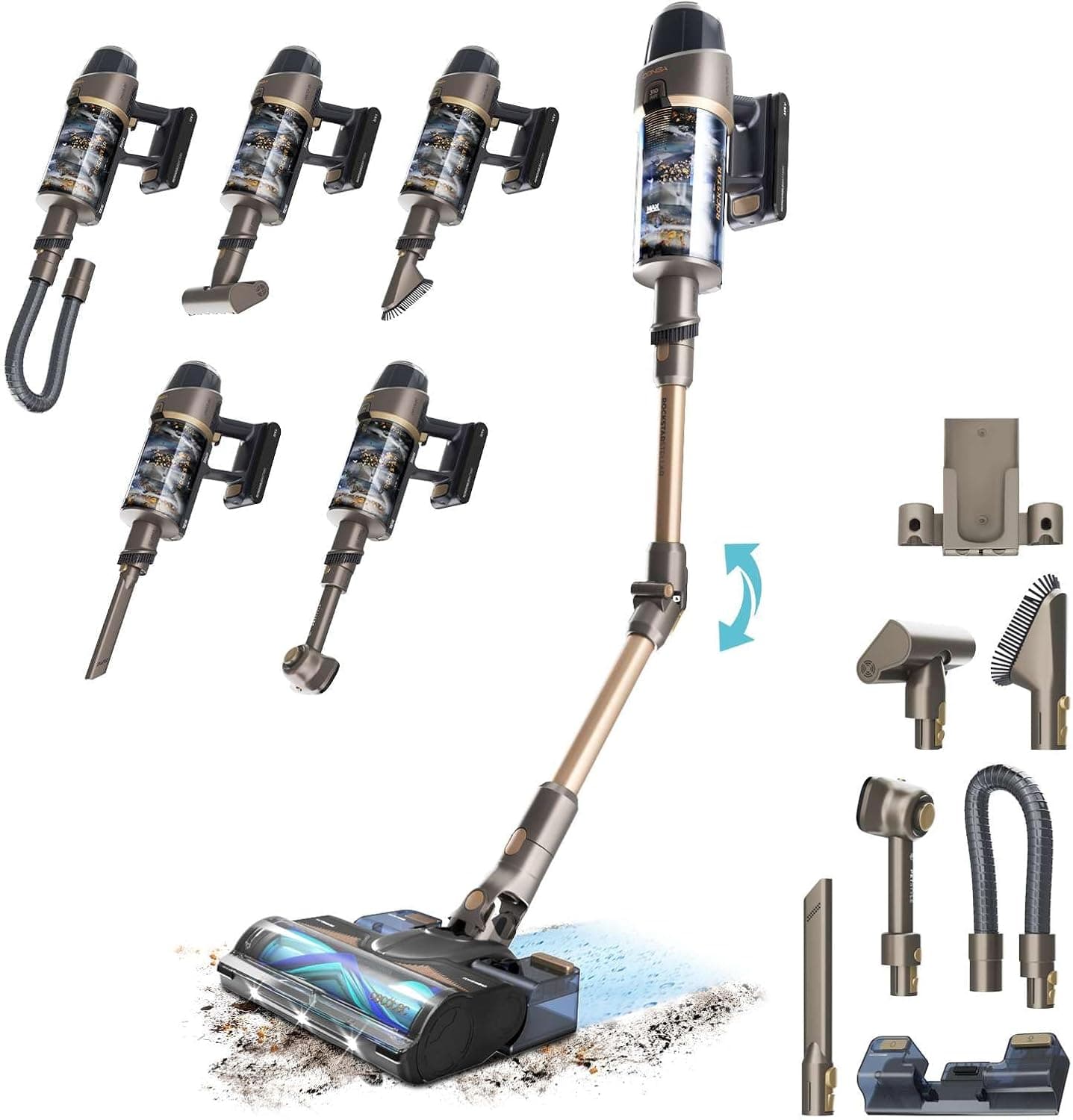 Cecotec Aspiradora Escoba sin Cable con Inteligencia Artificial Conga Rockstar RX90 AI AquaPet Flex X-Treme. 350AW, 850W, Autonomía 100mins, Cepillo Hairless Antienredos, Tubo Flexible y Accesorios