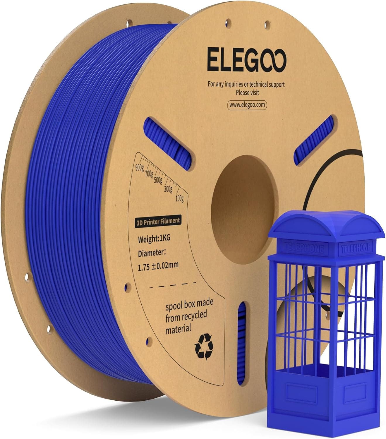 ELEGOO Filamento PLA+ 1.75 1KG Azul Oscuro