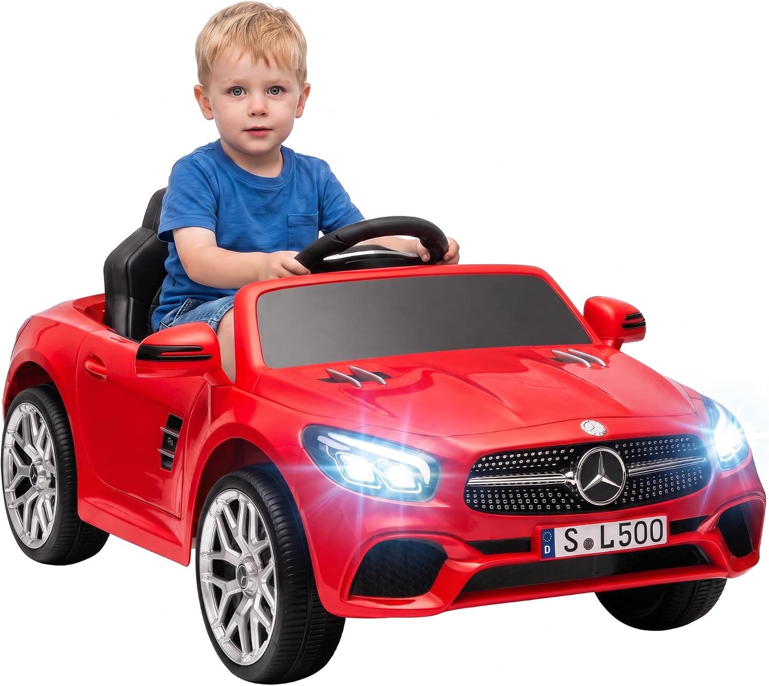 AIYAPLAY Coche Eléctrico para Niños Mercedes-Benz SL500 12V 2 Motores Rojo