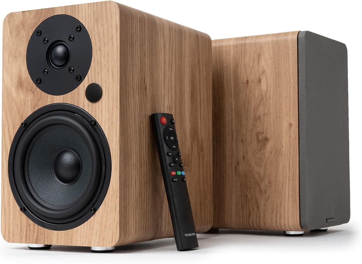VULKKANO A5 ARC MKII Altavoces Autoamplificados con Woofer de 5.25", Bluetooth 5.0, HDMI ARC, Optica, RCA, USB, con Salida Subwoofer, Altavoces para la TV con Diseño Elegante, Color Marron