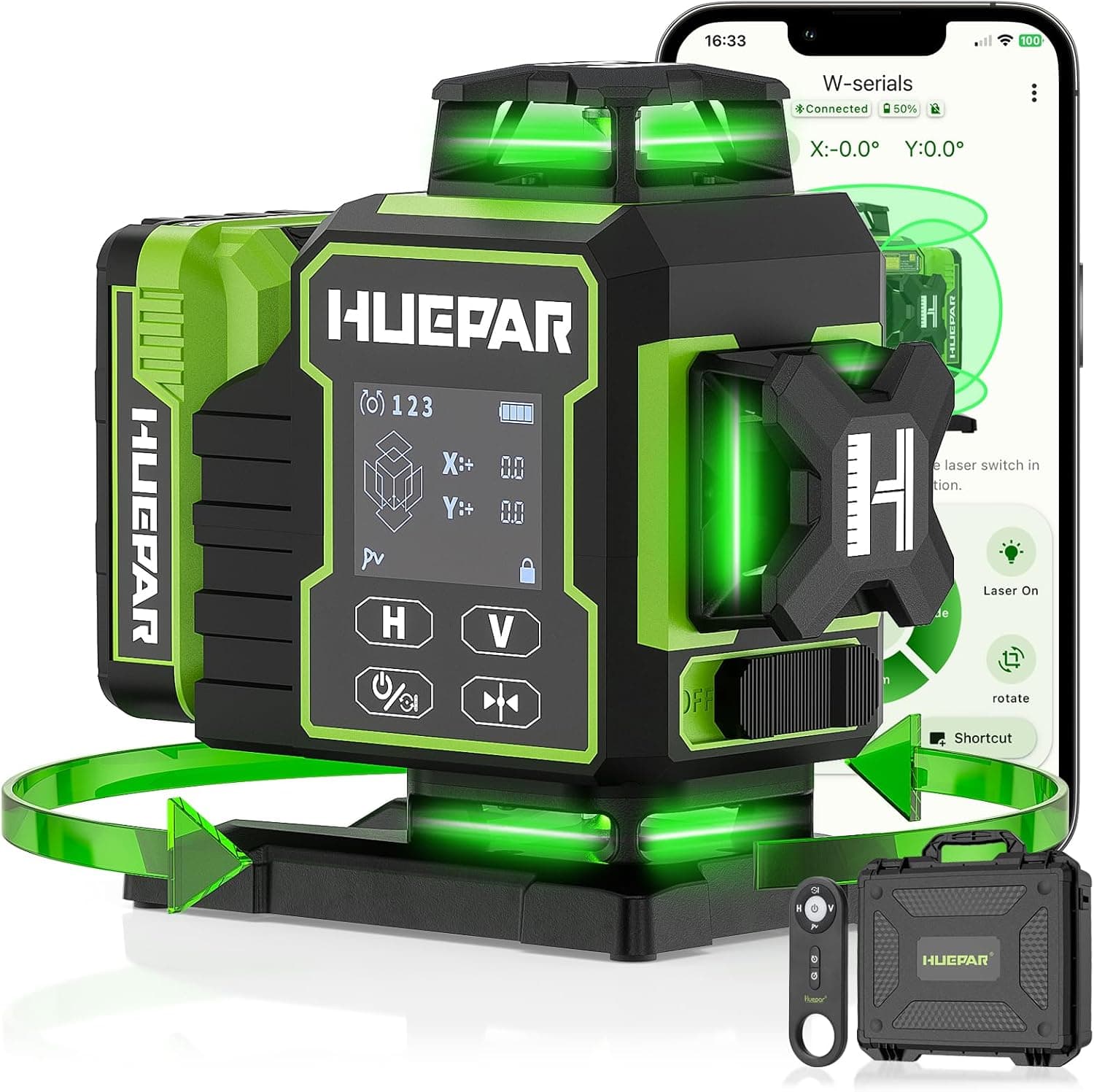 Huepar Nivel Láser Autonivelante 4×360°con Bluetooth Actualizado-W04CG