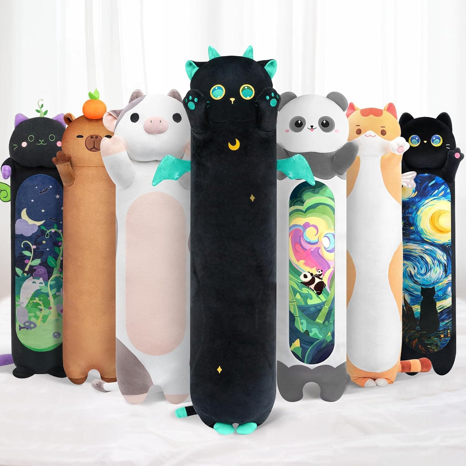 Mewaii - Cojín de Peluche para Animales (50 cm, Gato Negro)