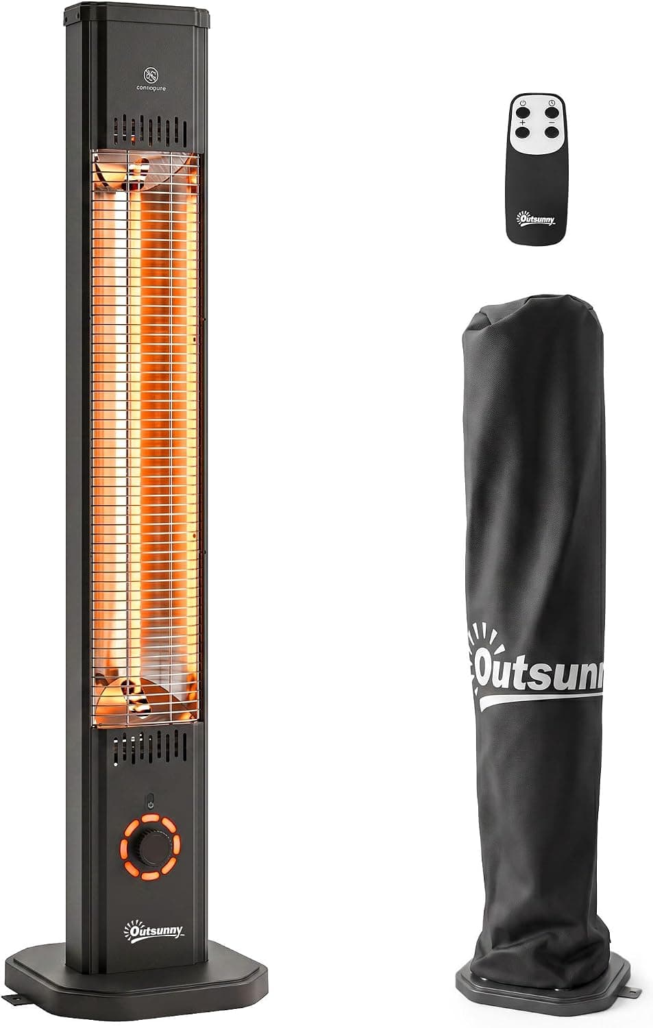 Outsunny Calefactor por Infrarrojos Terraza 2000 W de Pie o Pared con Funda