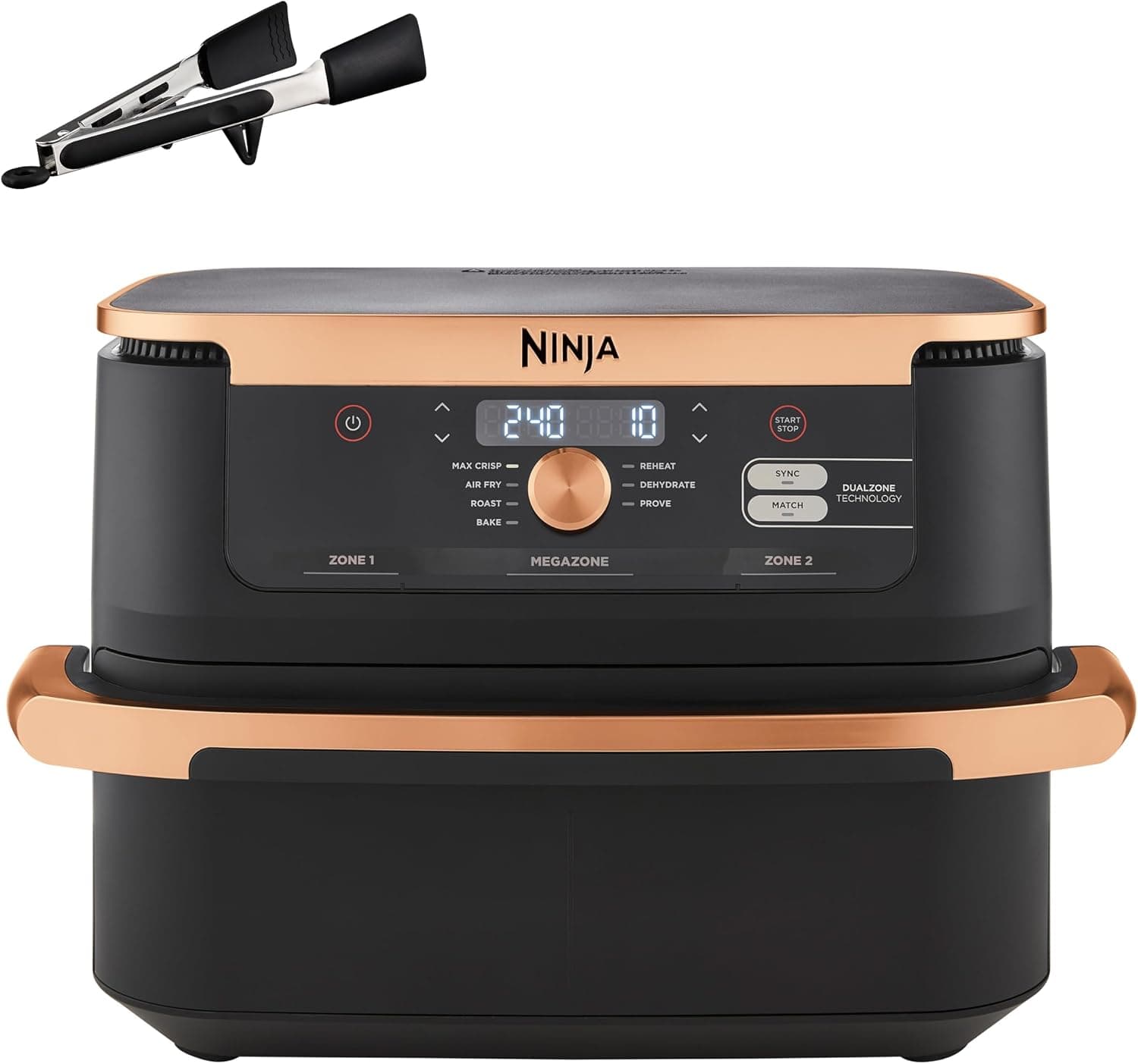 Ninja Foodi FlexDrawer, Freidora de Aire Dual Zone, 10,4L, Negro/Cobre