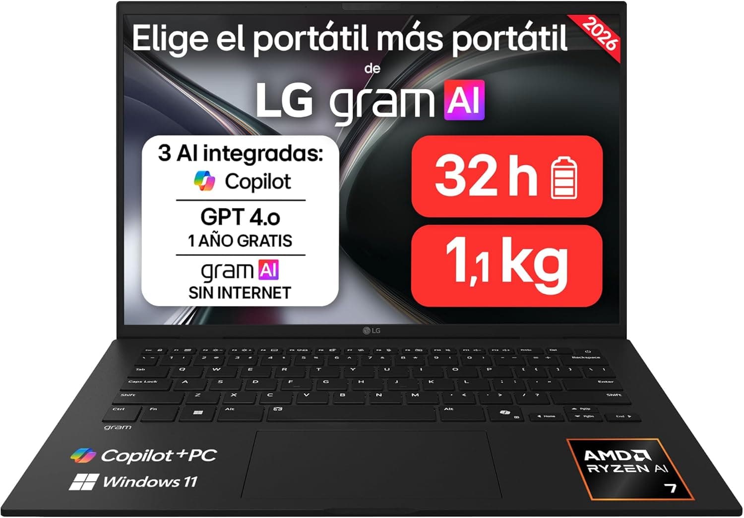 LG gram 14Z95U-G.AU88BN - Ordenador Portátil, 3 GB RAM, 1 TB SSD 14"