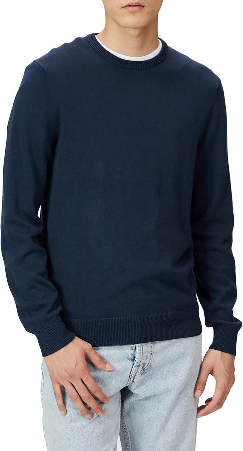 Amazon Essentials Hombre Jersey de Cuello Redondo de Manga Larga, 100% Algodón, Disponible en Tallas Grandes y Altas