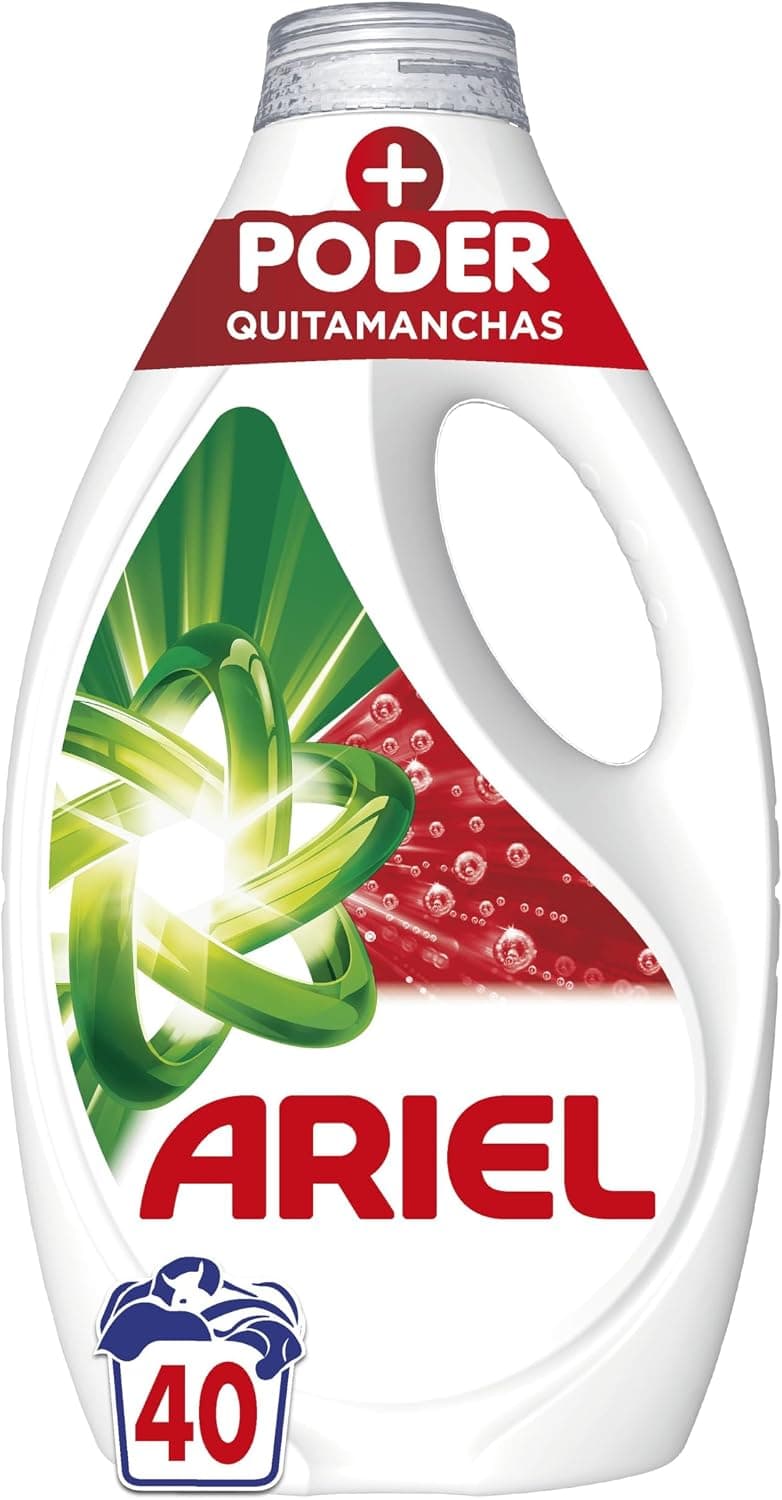 Ariel Detergente Lavadora Liquido, 40 Lavados, Jabon Extra Poder Quitamanchas, Limpieza Profunda