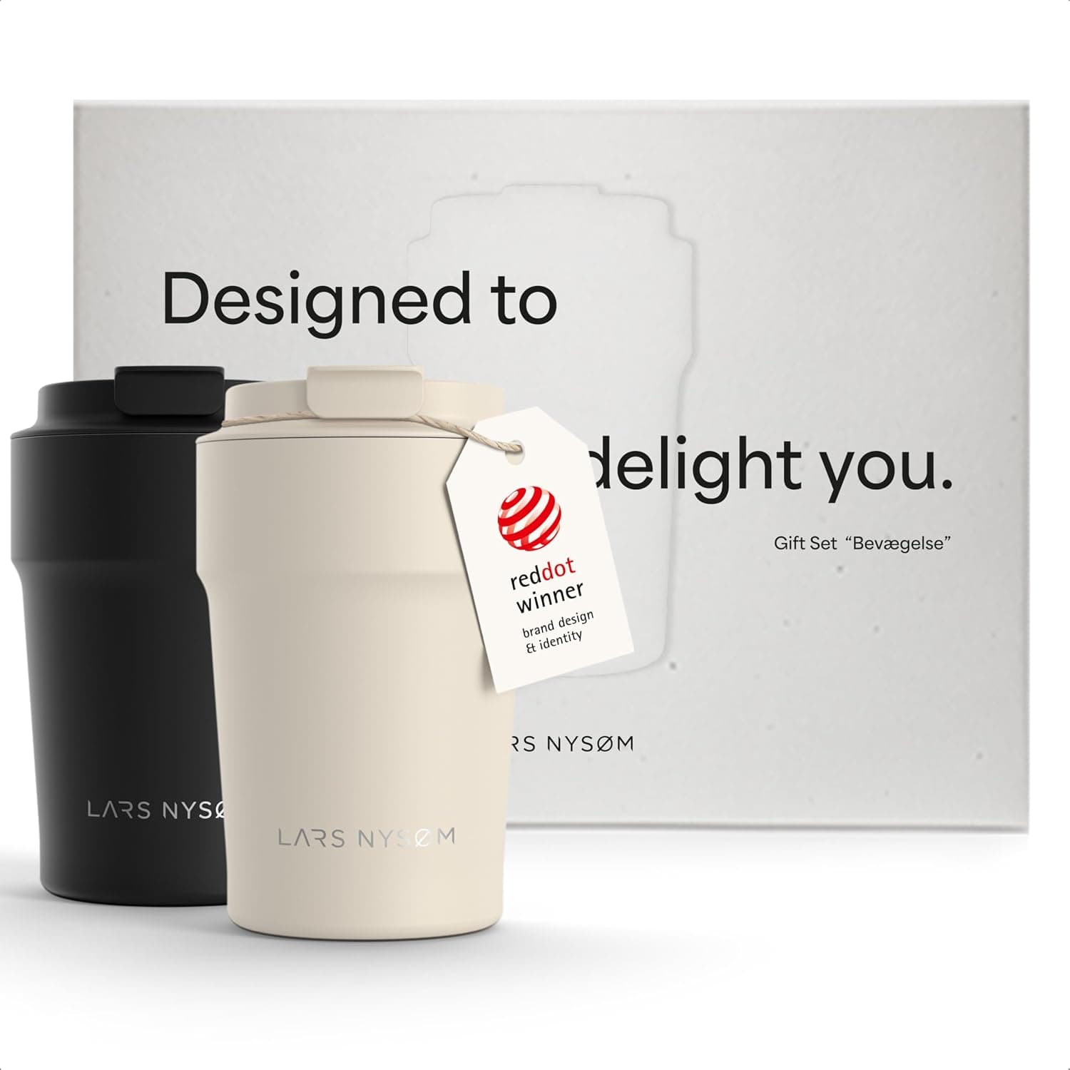 LARS NYSØM Set de Regalo de Tazas de Café Térmicas Para Llevar - 2 x 380ml