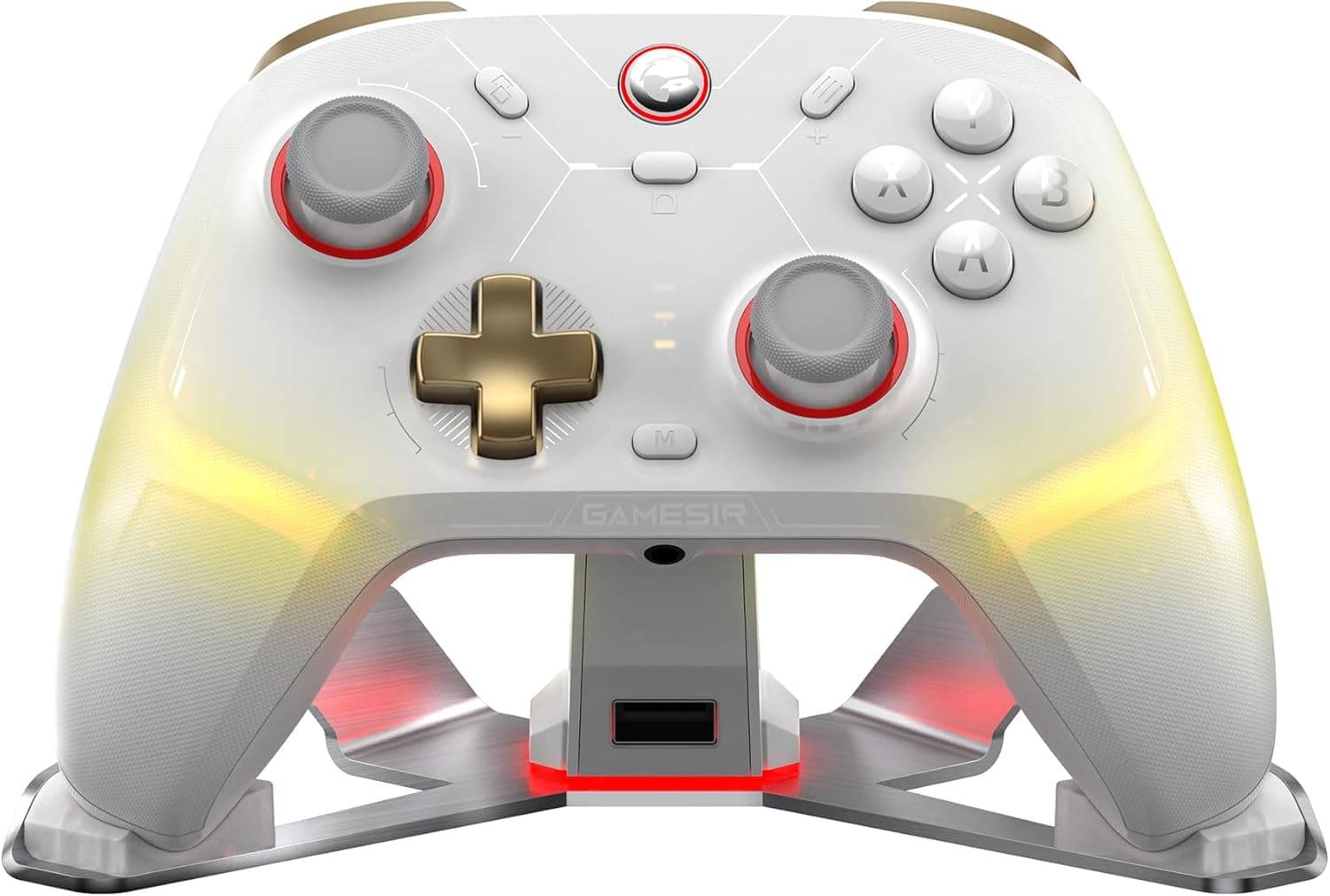 GameSir Cyclone 2 Mando PC Inalámbrico con Base de Carga,TMR, RGB (Blanco)