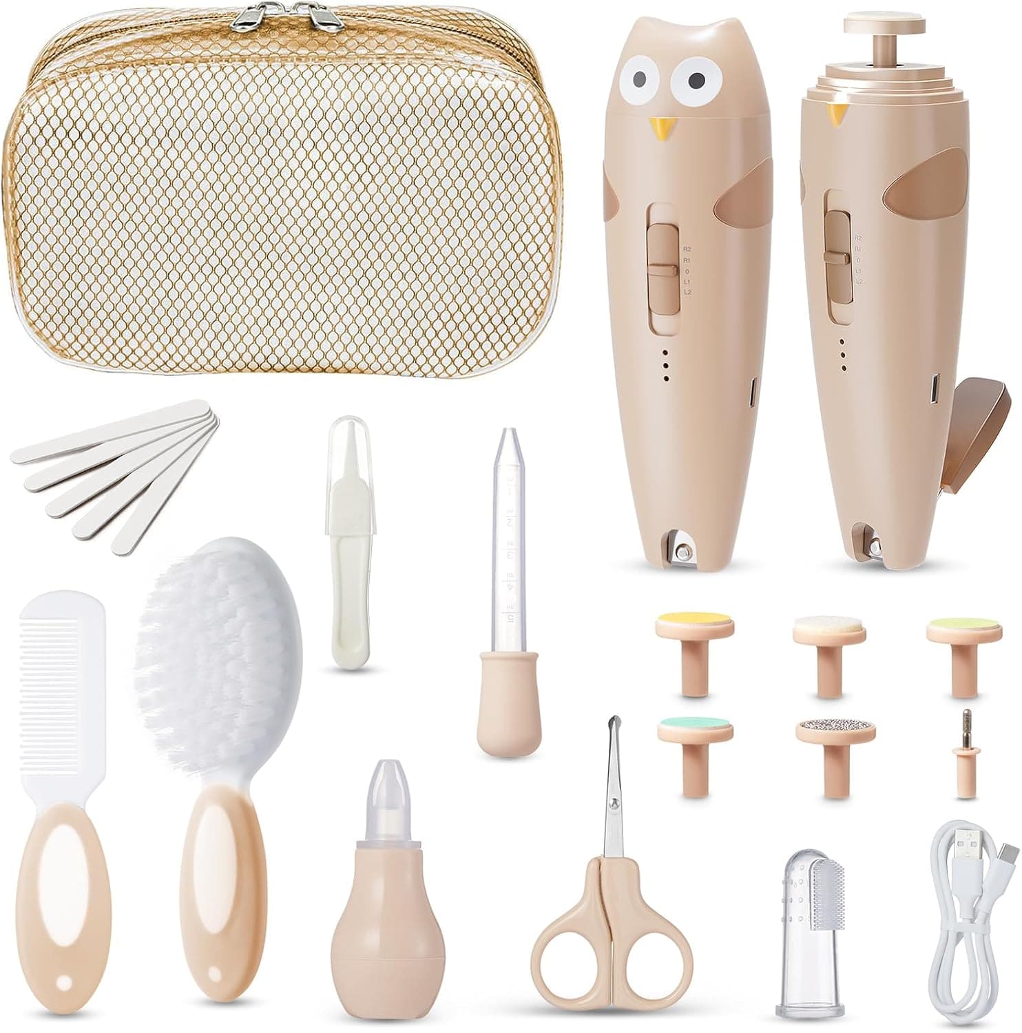 Lictin Kit Higiene Bebé 25 en1,Lima de Uñas Eléctrica para Bebés Recargable