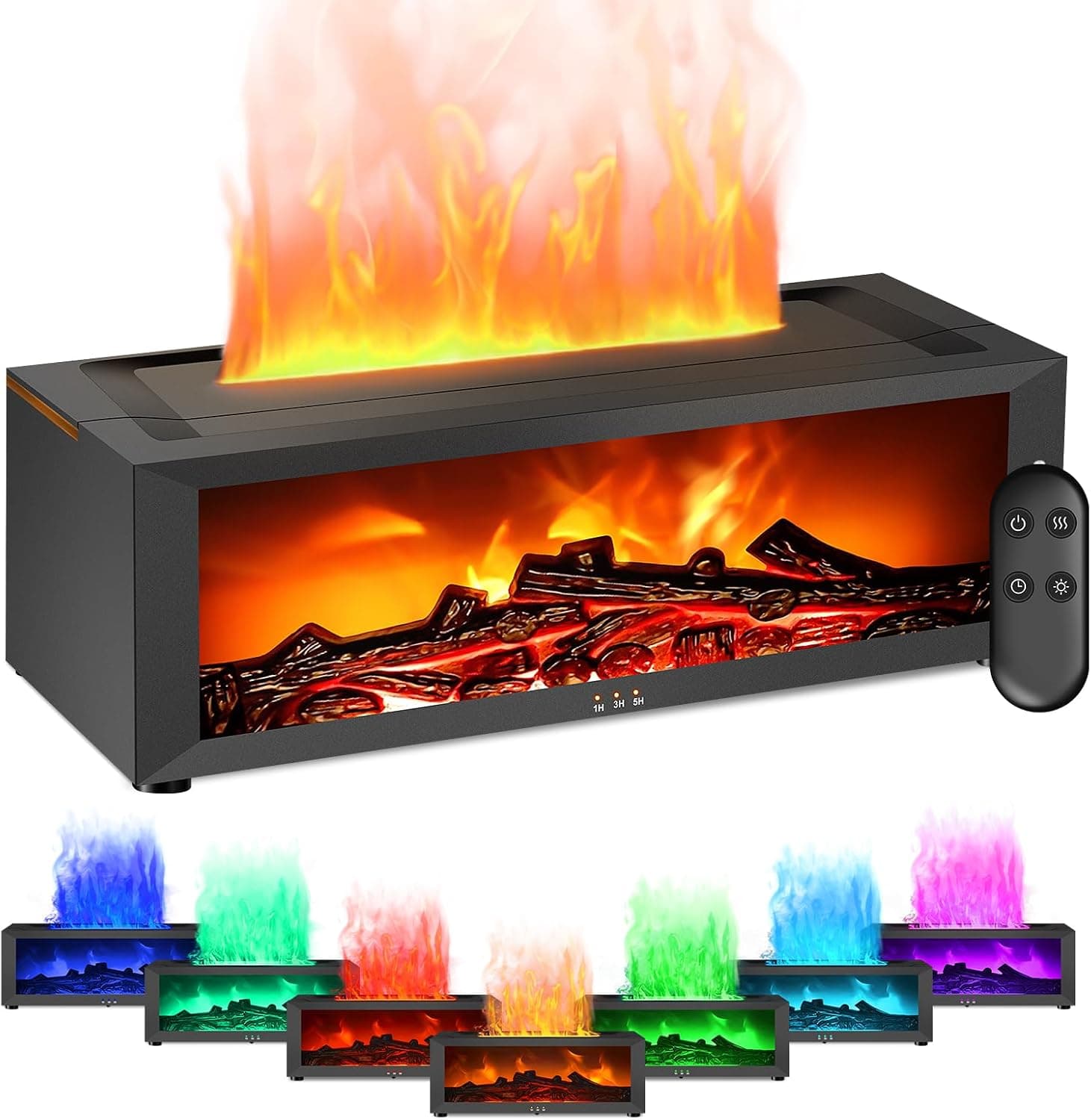BuzzoXerex Difusor Aceites Esenciales Chimenea, Difusor Aceites Esenciales Flame con Mando a Distancia, 7 Tipos de Luces LED con Temporizador, Ideal para el Hogar, la Oficina