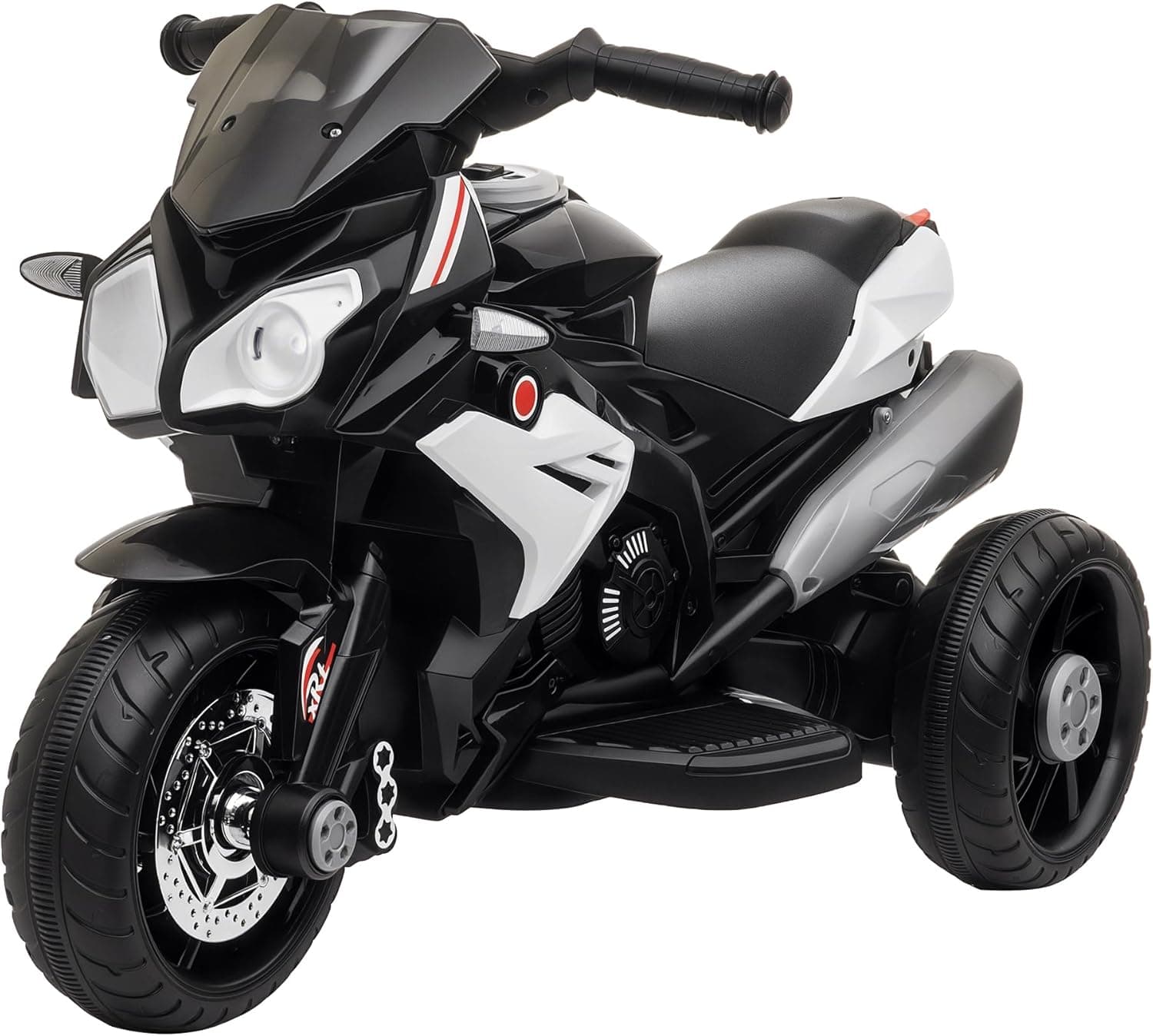 HOMCOM Moto Eléctrica Infantil 3 Ruedas +3 Años 86x42x52cm Negro y Blanco