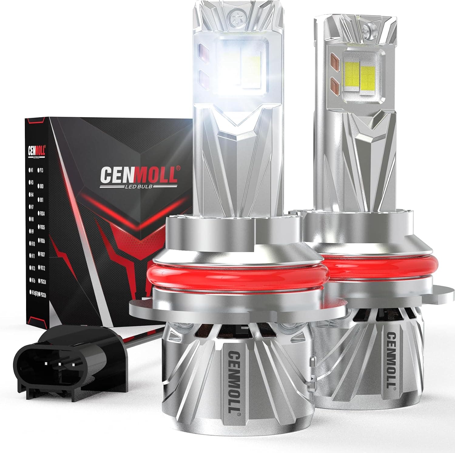 Bombilla HB5 9007 Led, 140W 36000LM 700% de brillo ángulo de haz ajustable de 360 grados, 6000K blanco frío Lampara 9007 Led 12V 24V controlador Canbus integrado Plug & Play, 1 par
