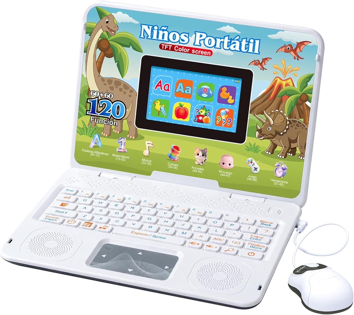 Ordenador Infantil Bilingüe Pantalla Color Dinosaurio 5 Años