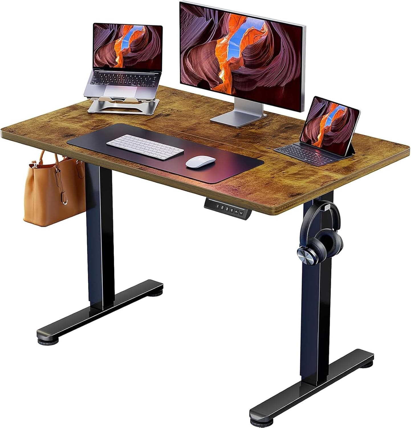 ErGear Escritorio Elevable Eléctrico, 100x60cm, Marrón