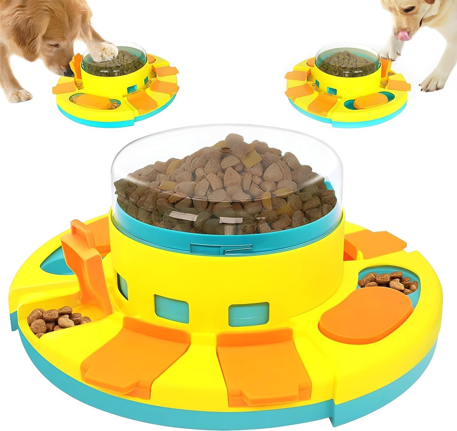 Juguetes Interactivos de Alimentación Lenta para la Mayoría de Los Perros, Rompecabezas con 2 Niveles de Dificultad, Dispensador de Premios
