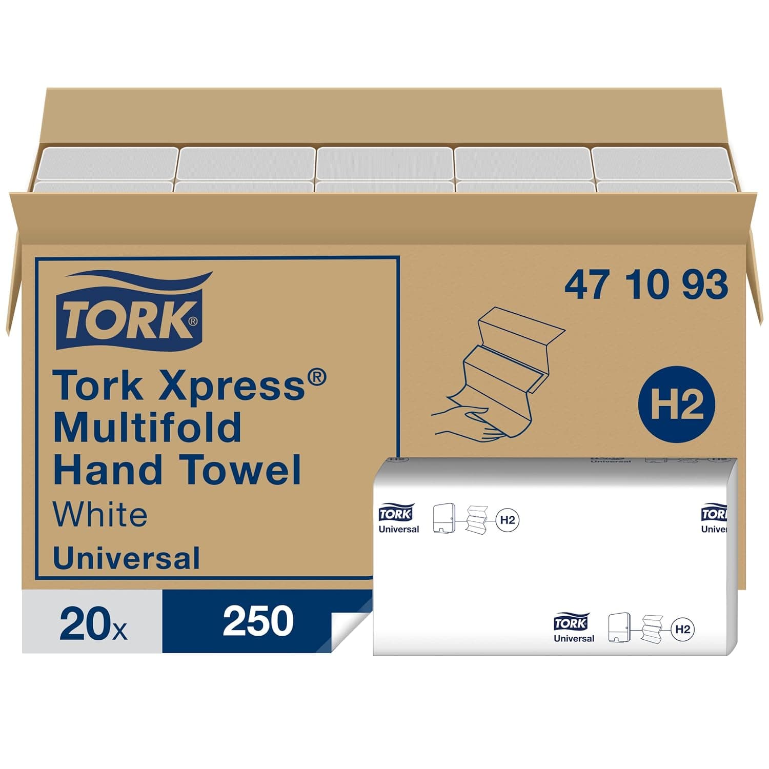 Tork 471093 Toallas de mano, Xpress desechables, 20 x 250 hojas