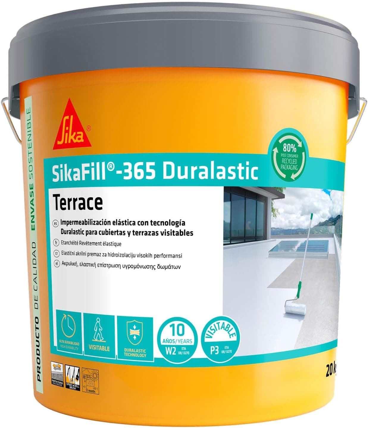 SIKA - Revestimiento impermeable - SikaFill 365 Terrace - Gris - 20kg