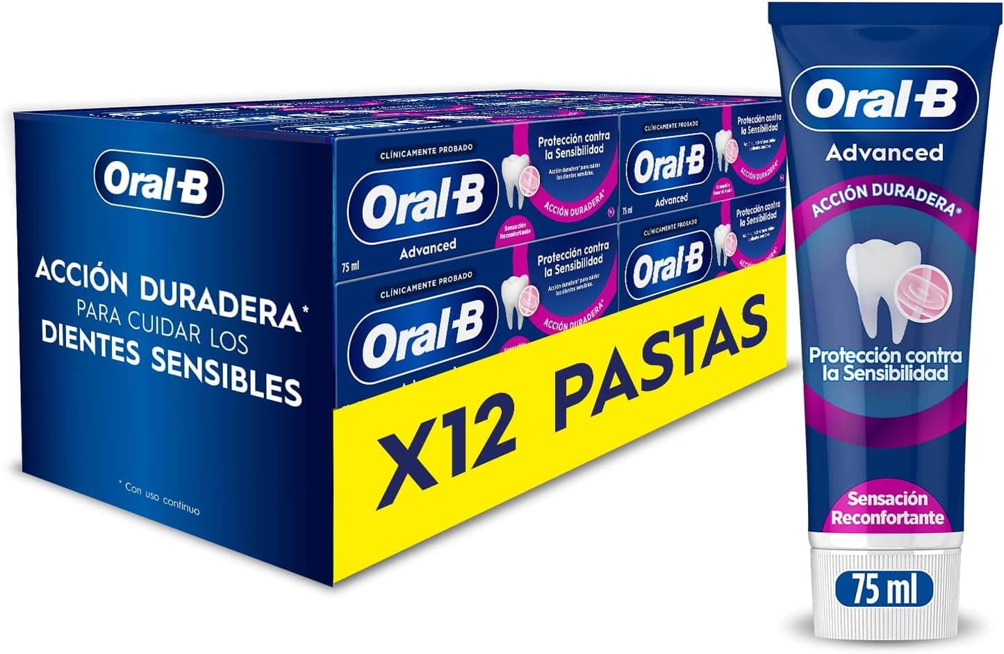 Oral-B Dentífrico Advanced Protección contra La Sensibilidad, Pack 12x75 ml