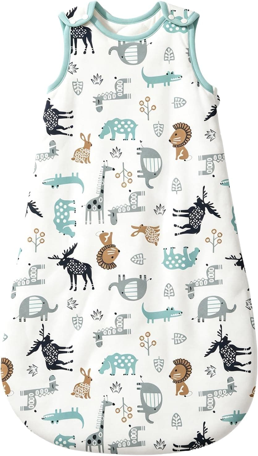 Mosebears Saco De Dormir Sin Mangas 2.5 TOG Manta Ponible De Algodón Suave Invierno Arrullo Infantil Unisex con Estampados Lindos Y Cremallera Facilitada (Ciervo, 0-6 Meses)