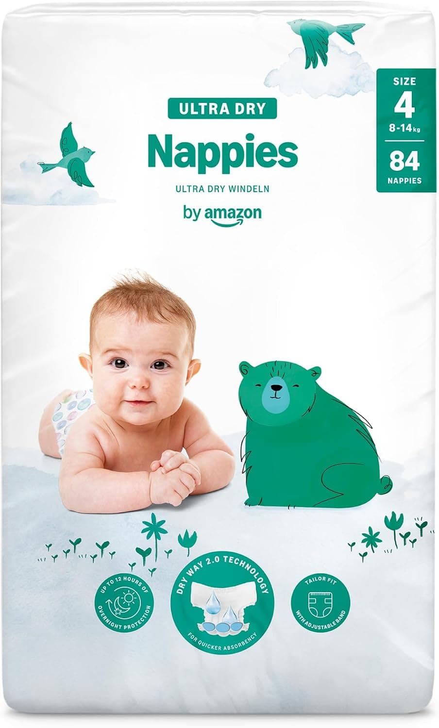 By Amazon Pañales Ultrasecos, Talla 4 (de 8 a 14kg), 84 Unidades (1 Paquete de 84)