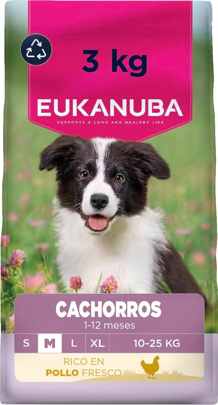 Eukanuba, alimento para Cachorros con Pollo Fresco para Razas Medianas - Alimento seco Premium para Perros Junior, 3 kg