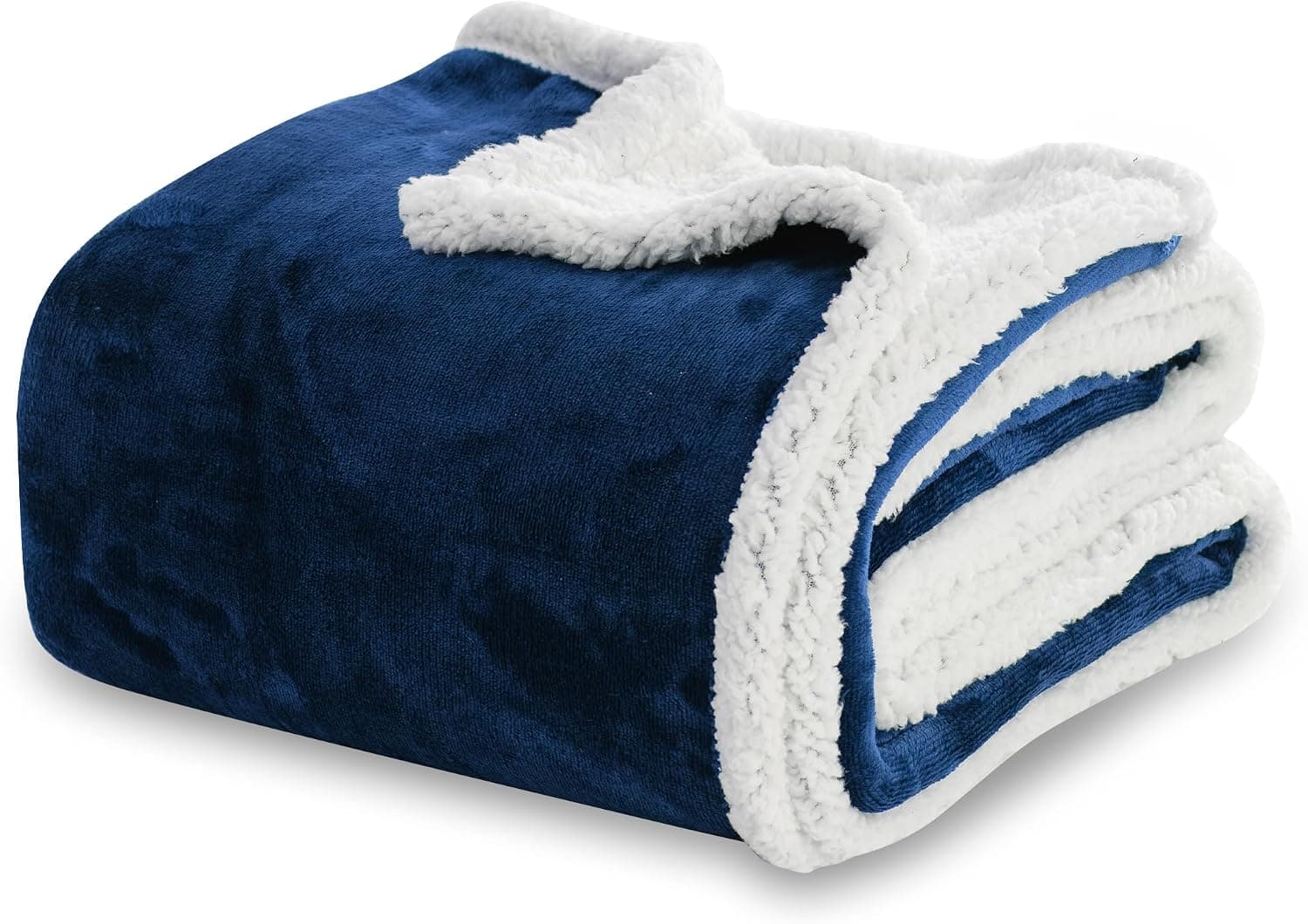 Winthome Manta Gruesa Cálida, Doble Capa Sherpa (Azul Marino, 130x170cm)