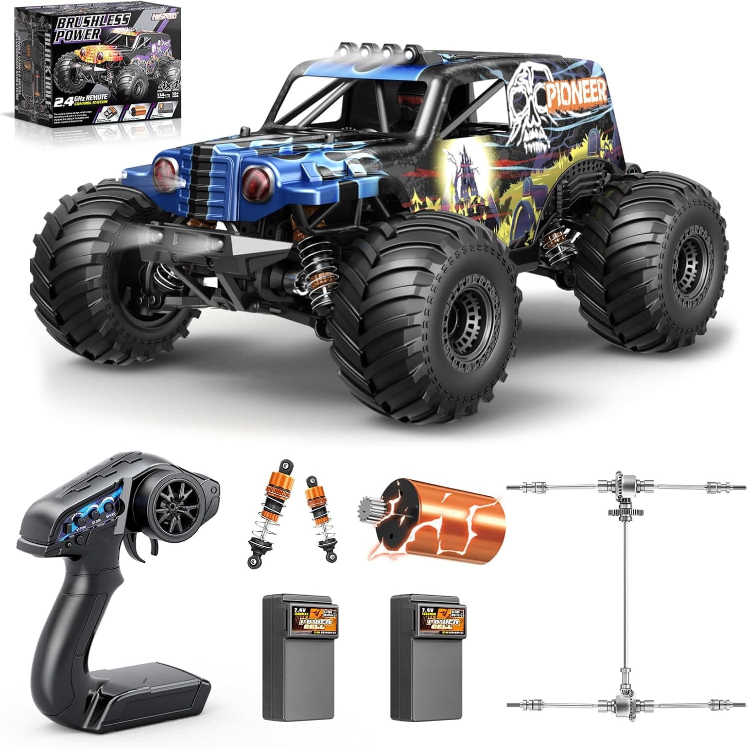 Coche Teledirigido Adulto Brushless 1:14, RC Car 4WD Máximo 70 km/h