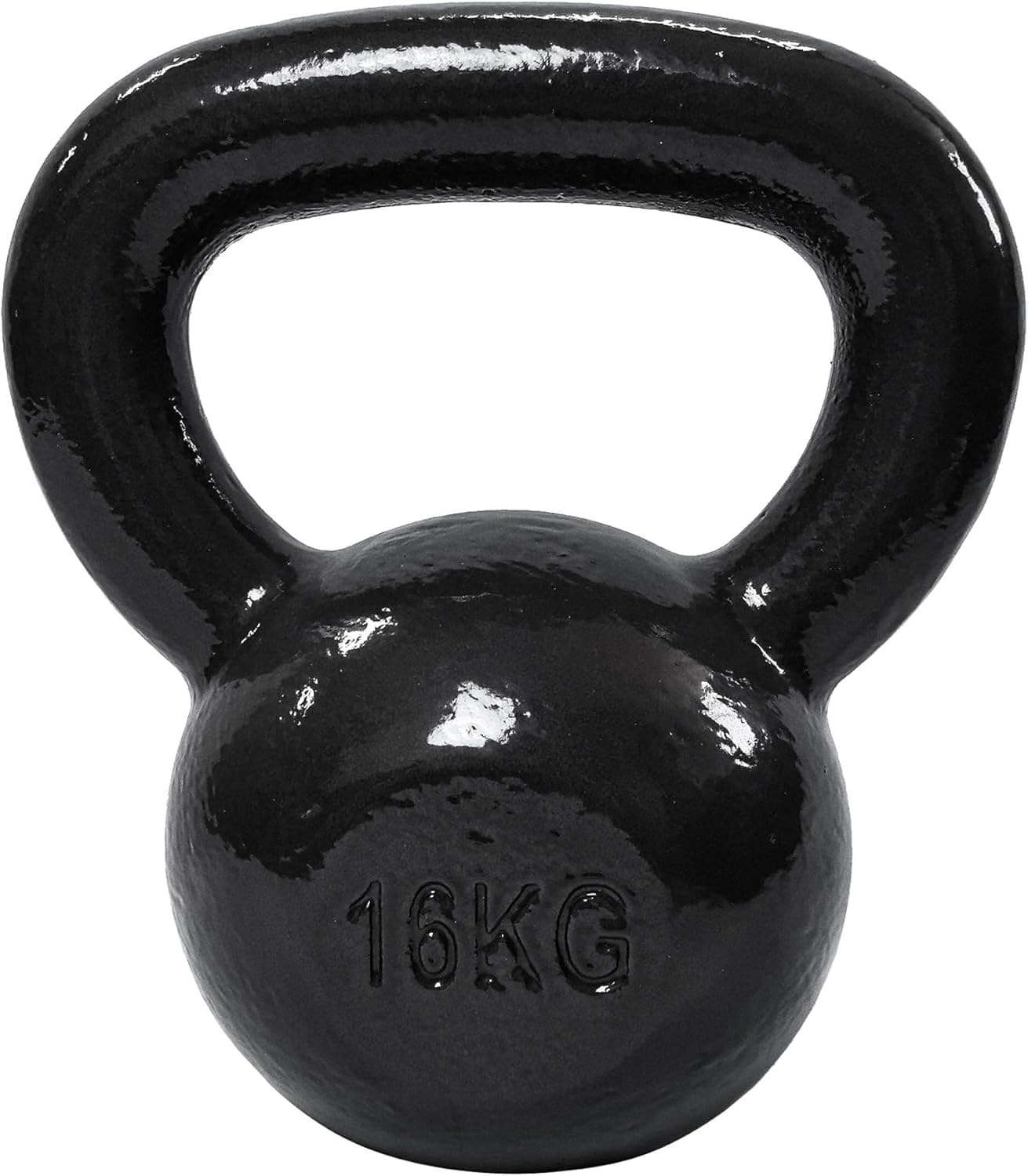 Amazon Basics Kettlebell - Pesa de Entrenamiento de Hierro Fundido con Agarre Ancho Texturizado - Acabado Pintado - Negro