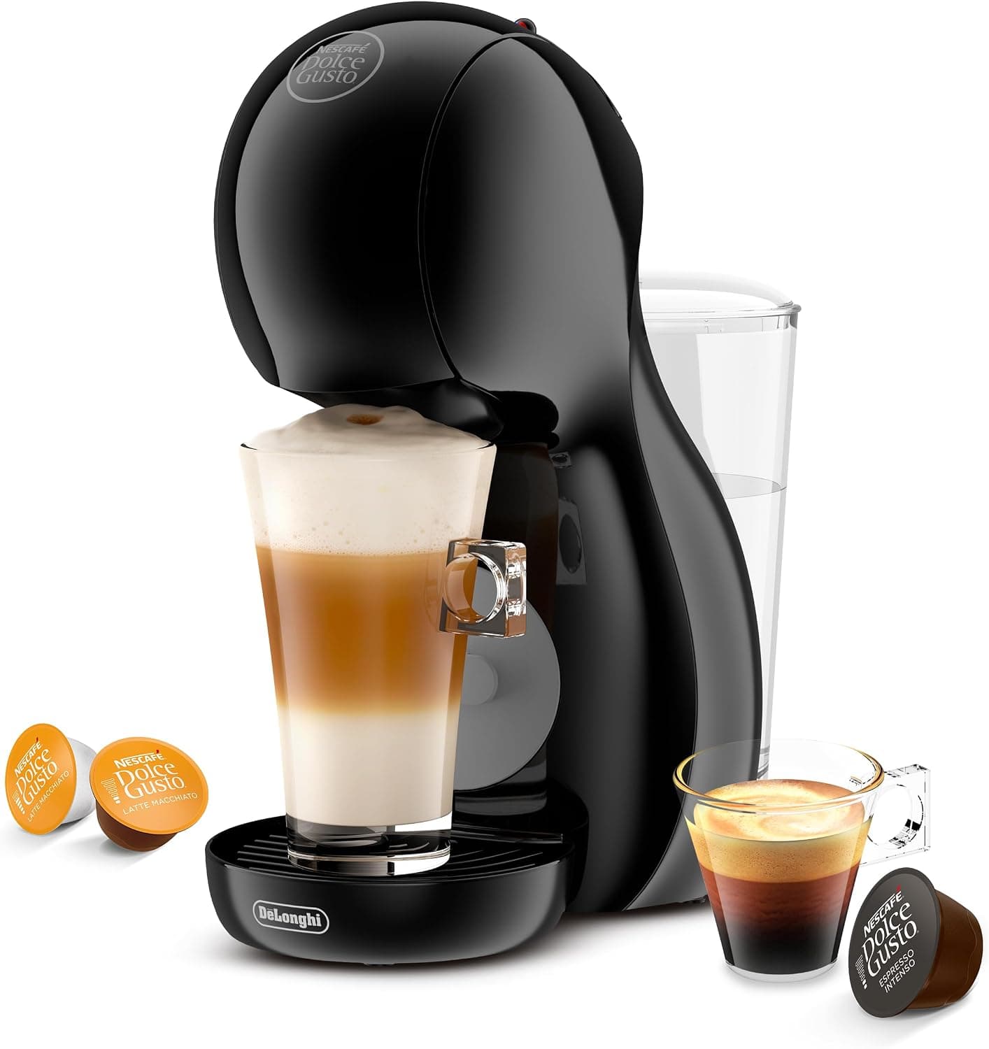 De'Longhi Nescafé Dolce Gusto Piccolo XS - Cafetera de Cápsulas con Diseño Compacto, Apagado Automático, Bebidas Frías y Calientes, 15 Bares de Presión, Negro y Gris (EDG210.BGY)