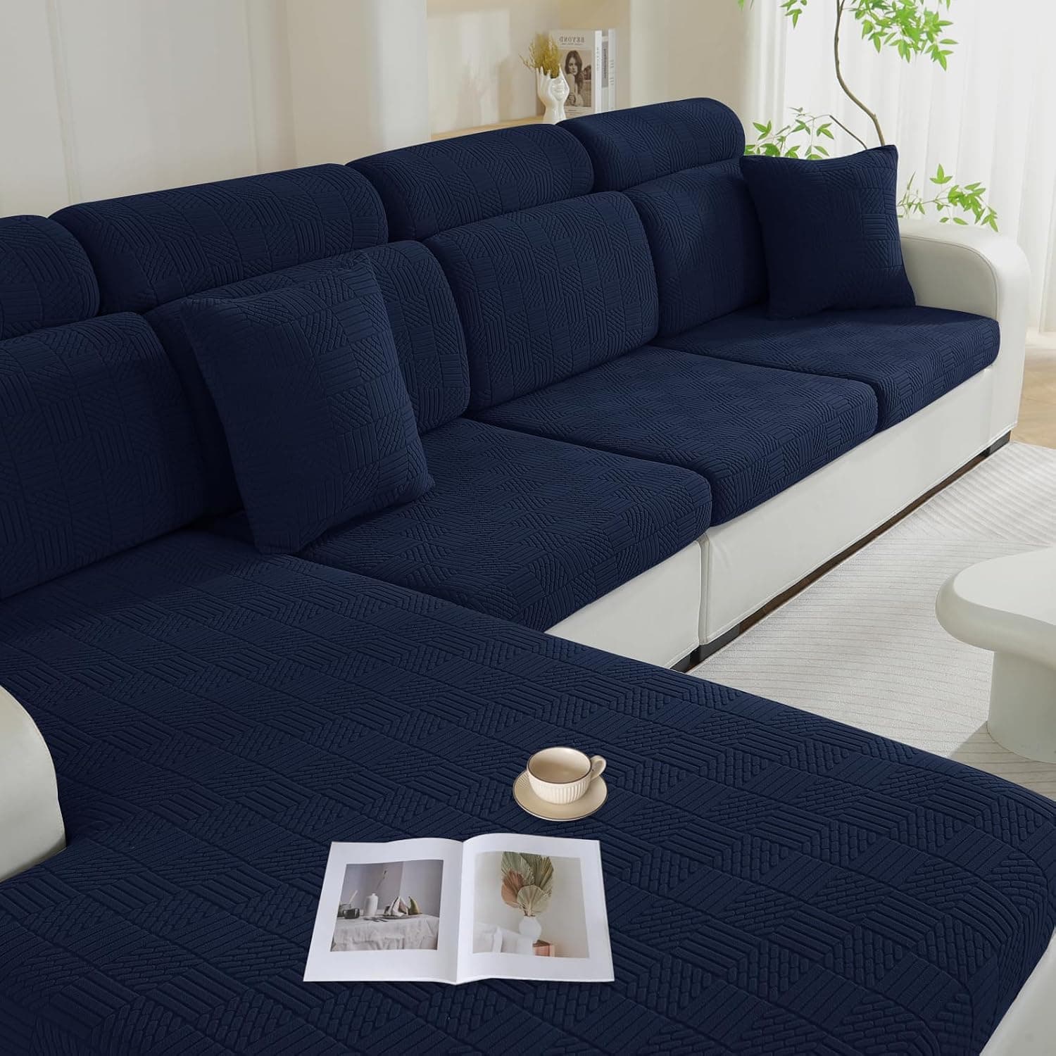 Ystyle Funda Asiento Sofa Ajustable, Alta Extensible Funda Sofa Cojin Separado, Antideslizante, Universal, Lavable, Protector de Muebles para Perros y Mascotas (1 Asiento-X, Azul Oscuro)