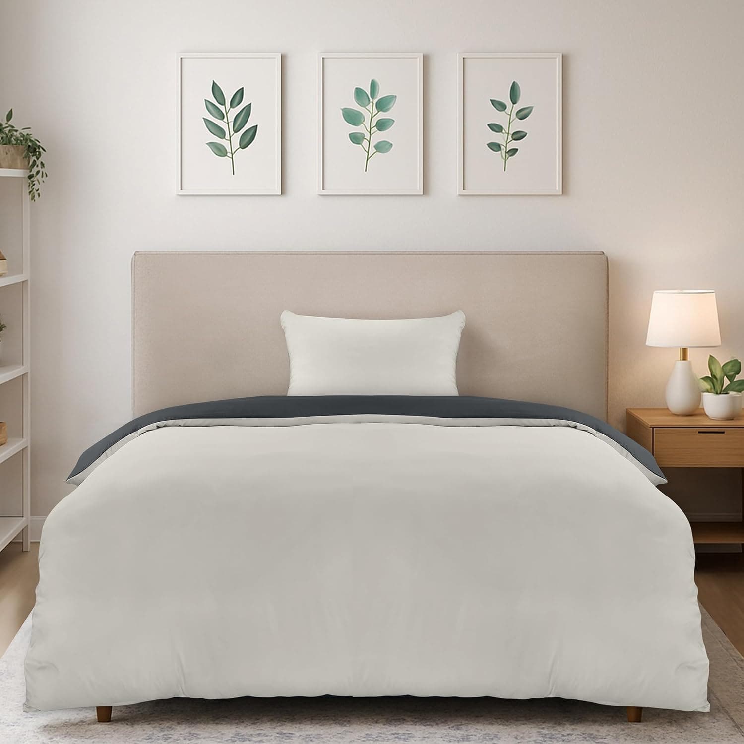 Utopia Bedding Funda Nordica Cama 90 - Microfibra Juego de Funda de Edredon 135x200 cm y 1 Funda de Almohada 50x75 cm (Gris Oscuro/Gris Claro)
