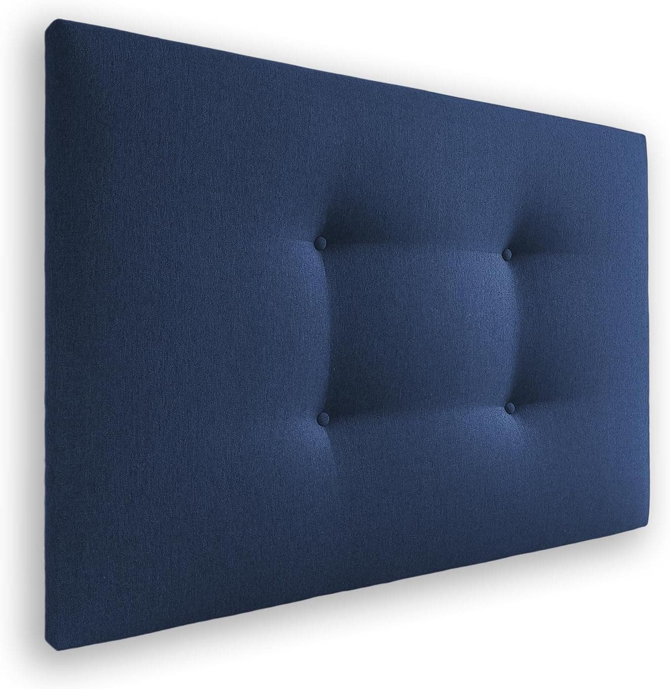 Silcar Home - Cabecero de Cama Carlo 105 Tejido Azul Marino - Estructura de Madera, Tapizado en Polipiel, Diseño Moderno con Dos hileras Botones, Fácil Instalación - Tela Azul Marino, 105 cm