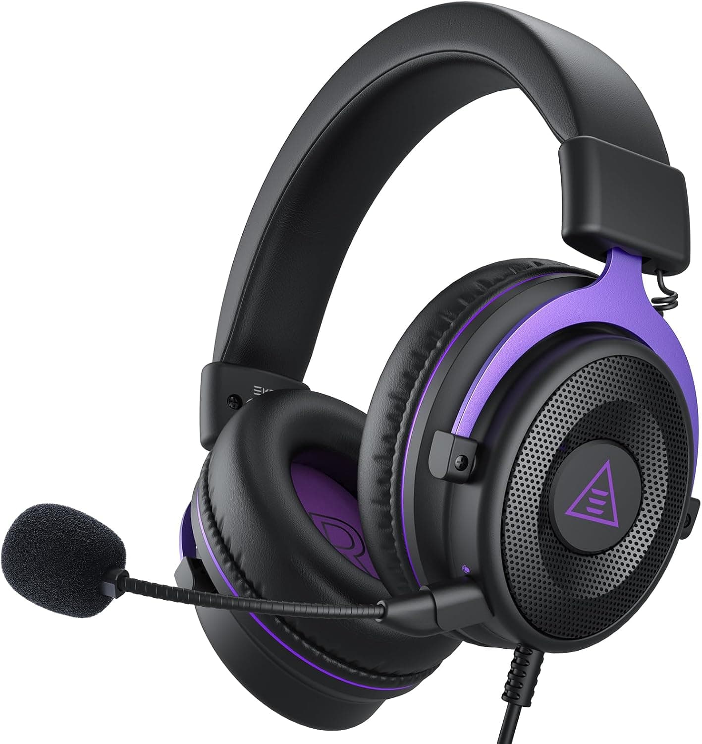 EKSA Auriculares Gaming con Cable, Cascos Gaming con Microfono y Cancelacion de Ruido, 7.1 Sonido,Luz LED, Gaming Headset para PC/Switch / PS4 / PS5 / Xbox One Púrpura