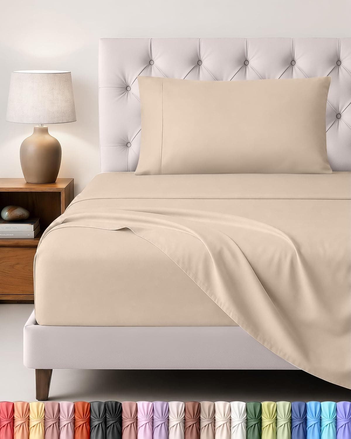 Utopia Bedding Juego de Sabanas 3 Piezas, 90x190cm, Beige