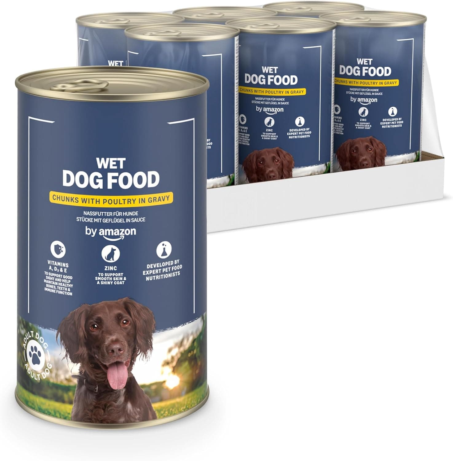 by Amazon - Comida húmeda para Perros, trozos de Ave de Corral en Salsa, 6 x 1,24 kg