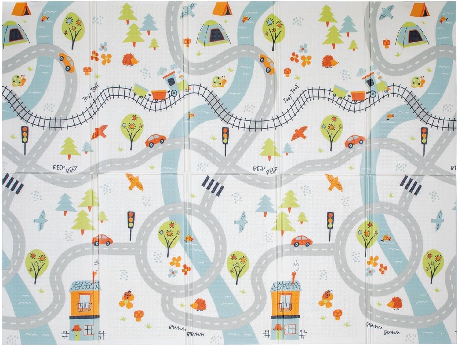 Nuby Alfombra de juegos bebé plegable reversible, 150x200cm, XXL, Carretera