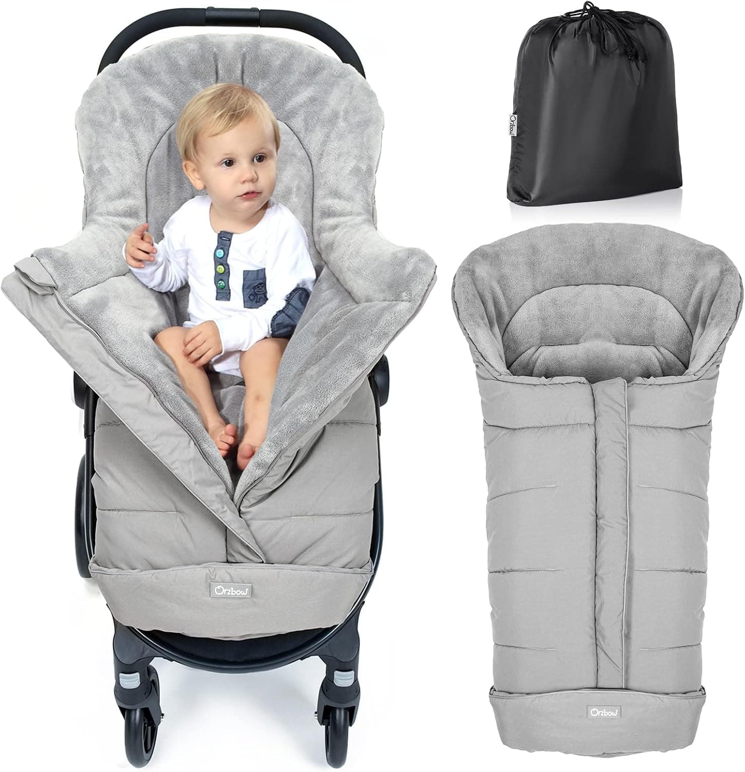 Orzbow Saco Silla Paseo Universal Invierno, Cremallera Frontal, Gris Claro