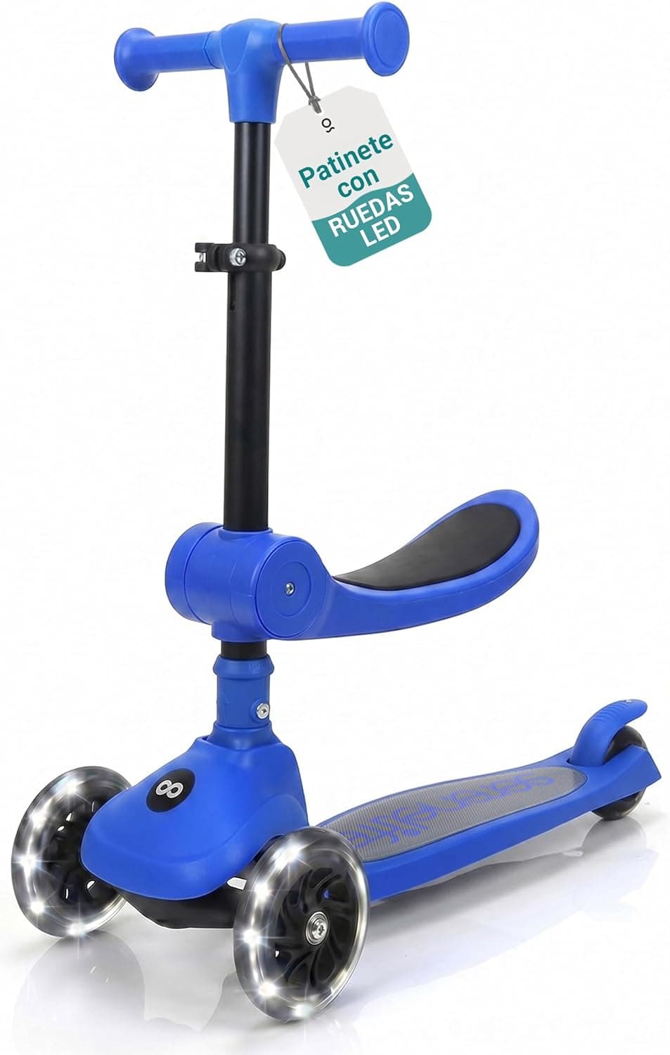 Serenelife Patinete 3 Ruedas para niños, Plegable, Luces LED en Las Ruedas, Manillar Ajustable, Freno Trasero de pie, Soporta hasta 49.9kgs