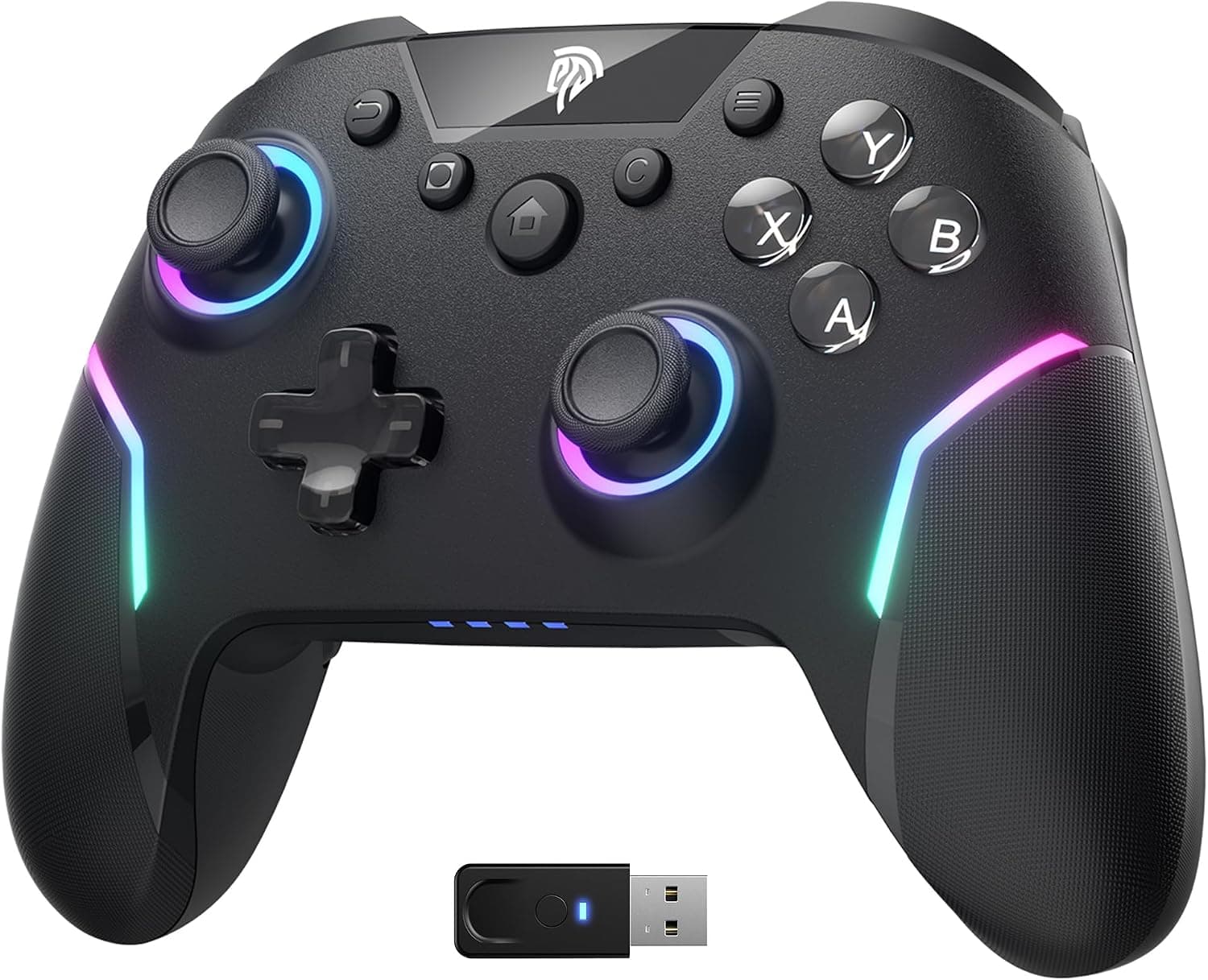 EasySMX Controlador inalámbrico X20 para juegos con retroiluminación RGB, barras de efecto Hall de 2 etapas, tasa de sondeo de 1000 Hz, giroscopio de 6 ejes en multiplataforma, botones mecánicos