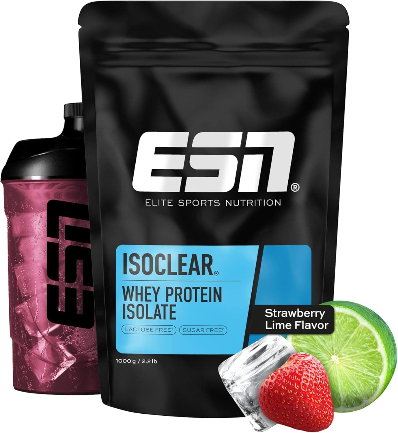ESN ISOCLEAR Whey Isolate Protein Powder, Lima fresa, 1000 g