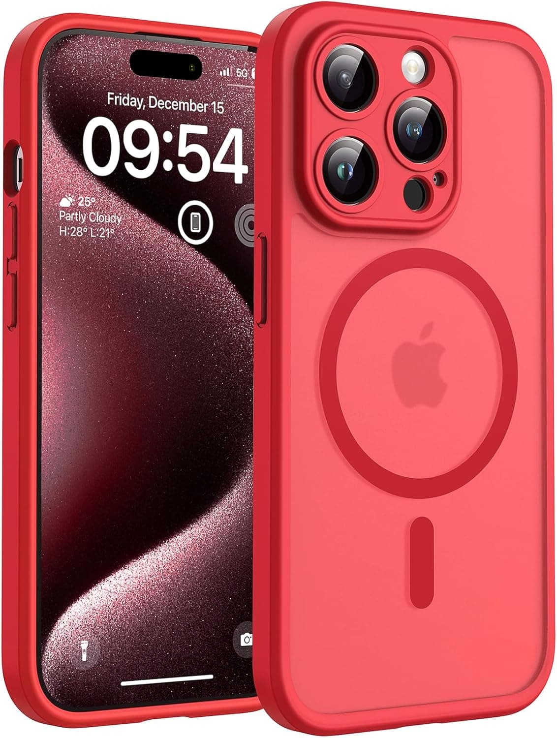 TOCOL Funda para iPhone 15 Pro MAX, Compatible con MagSafe, Rojo