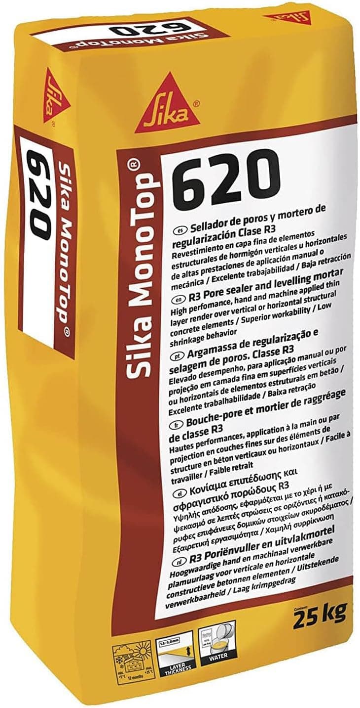 SIKA - Mortero reparación capa fina R3 - Sika MonoTop 620 Blanco - 25kg
