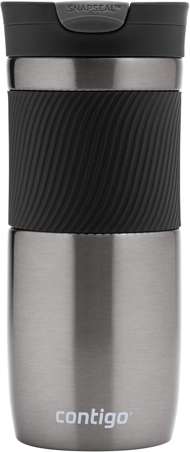 Contigo Vaso Termico Byron Snapseal, Termo Café, Taza de Viaje en acero inoxidable, Vaso Termo antigoteo, Copa con Tapa fácil de limpiar sin BPA, 470 ml, Gris(Gunmetal)