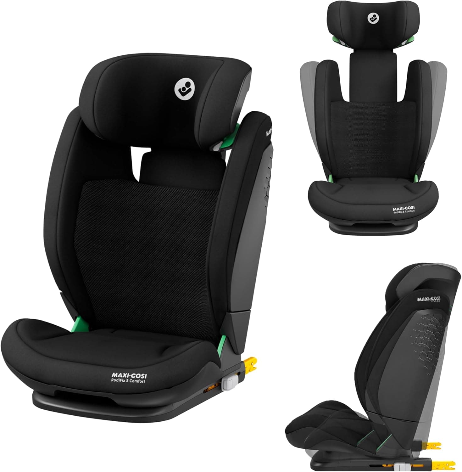 Maxi-Cosi RodiFix S Comfort i-Size, Silla Coche, 100–150cm, Authentic Black