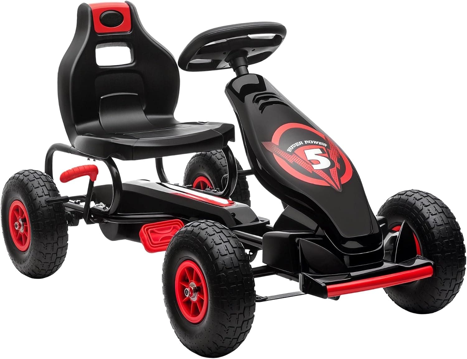 HOMCOM Coche Infantil de Pedales Go Kart a Pedales 121x58x61 cm Rojo