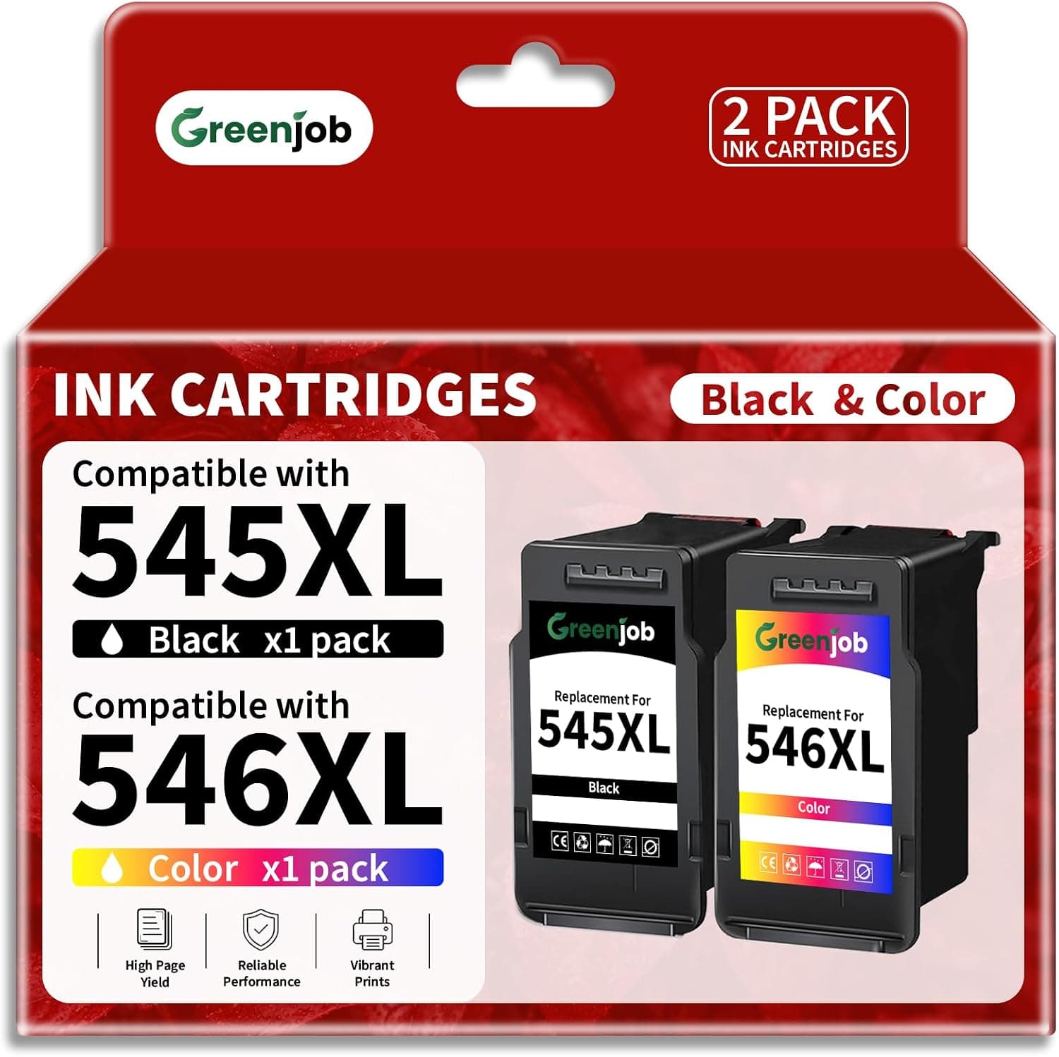 545XL 546XL Multipack Cartuchos de Tinta Compatible para Tinta Canon 545 546 XL PG-545XL CL-546XL para Canon Pixma TS3150 TS3151 MG2550S MG2550 MG2950 TR4550 TR4551 MX495 (Negro y Tricolor)