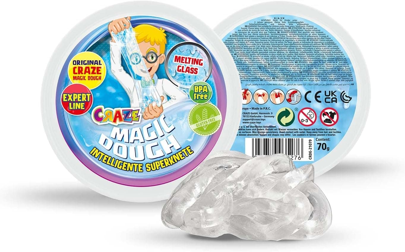 MAGIC DOUGH Plastilina Inteligente Efecto Cristal Líquido 70g | Arcilla Modelar Masa Moldeable Transparente Niños | No Tóxica Sin Gluten BPA Free | Juguete Manualidades 4 5 6 Años